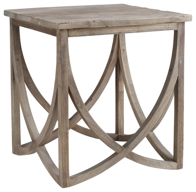 Clifton Reclaimed Wood Side Table With Carved Base Transitional Clifton Reclaimed Wood Side Table With Carved Base