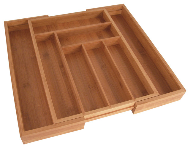 Totally Bamboo Expandable Drawer Organizer Cutlery Tray Adjustable