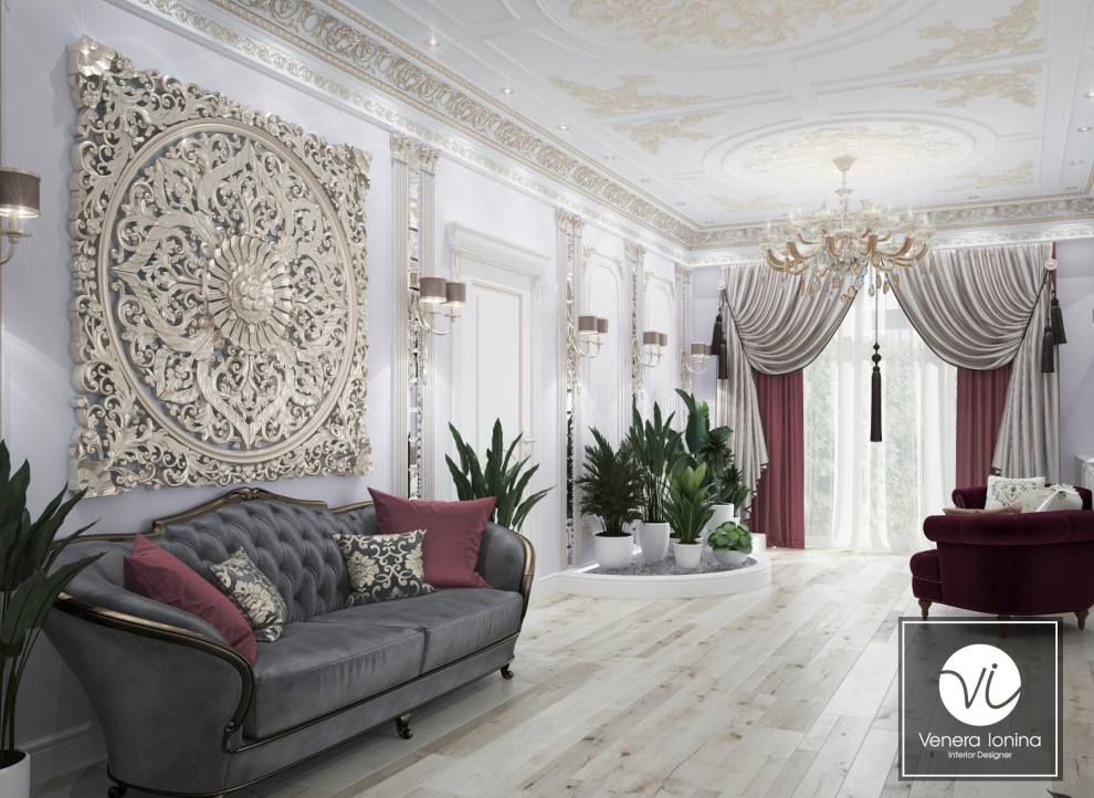 Дизайн проект гостиной, объединенной с кухней