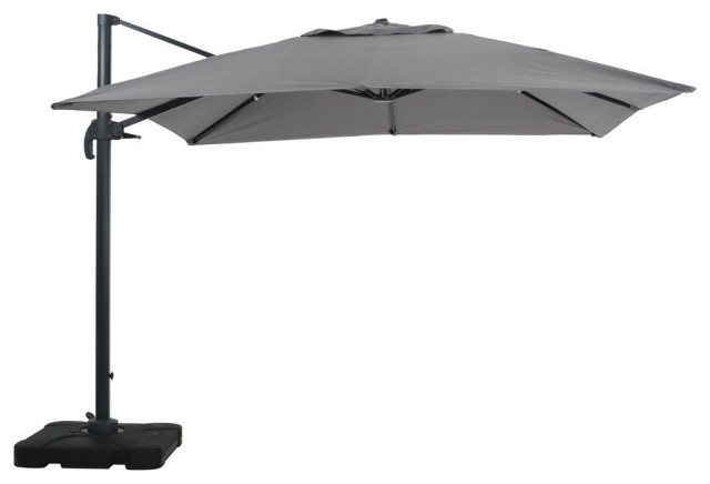 GDF Studio Guinevere Outdoor 9.8 Ft. Aluminum Frame Base Canopy Umbrella, Gray