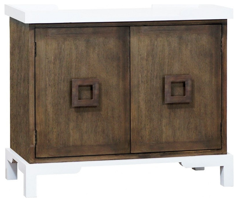 Brown Mahogny With White Trimp Decorative Server Made Of