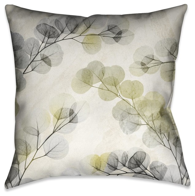Laural Home Smoky X-Ray of Eucalyptus Leaves Indoor Decorative Pillow, 18"x18"