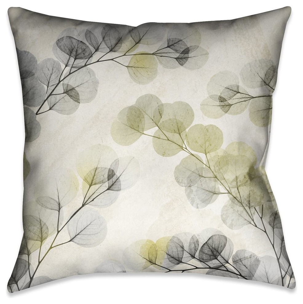 Laural Home Smoky X-Ray of Eucalyptus Leaves Indoor Decorative Pillow, 18"x18"