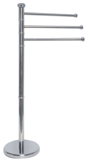 Free Standing Stainless Steel Bathroom Towel Rack Tree 3 Swiveling Free Standing Stainless Steel Bathroom Towel Rack Tree 3 Swiveling Arms Chrome