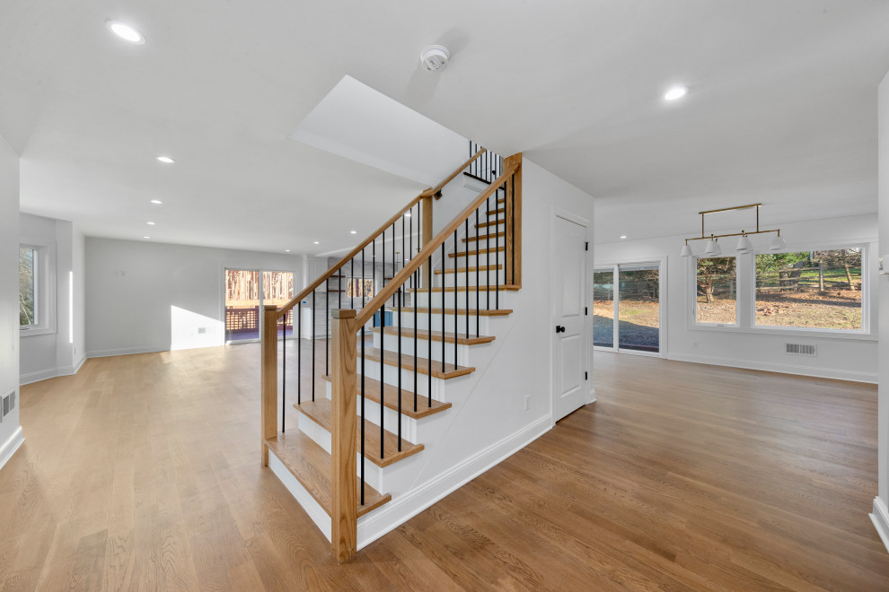 Staircase with Wood Treads and Metal Balusters