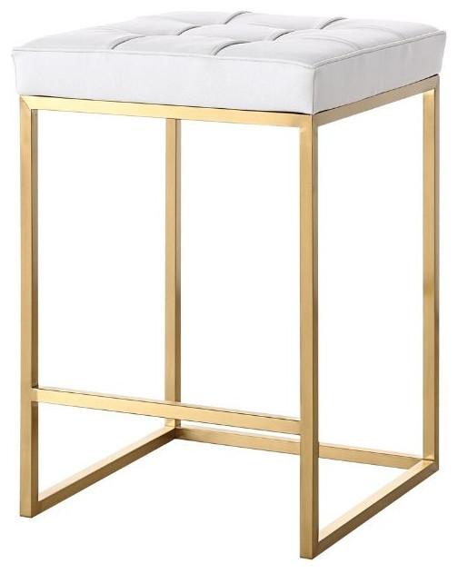 Pipe Counter Stool, Gold/White