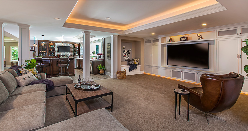Architecturally Detailed Basement - Transitional - Basement - Detroit ...