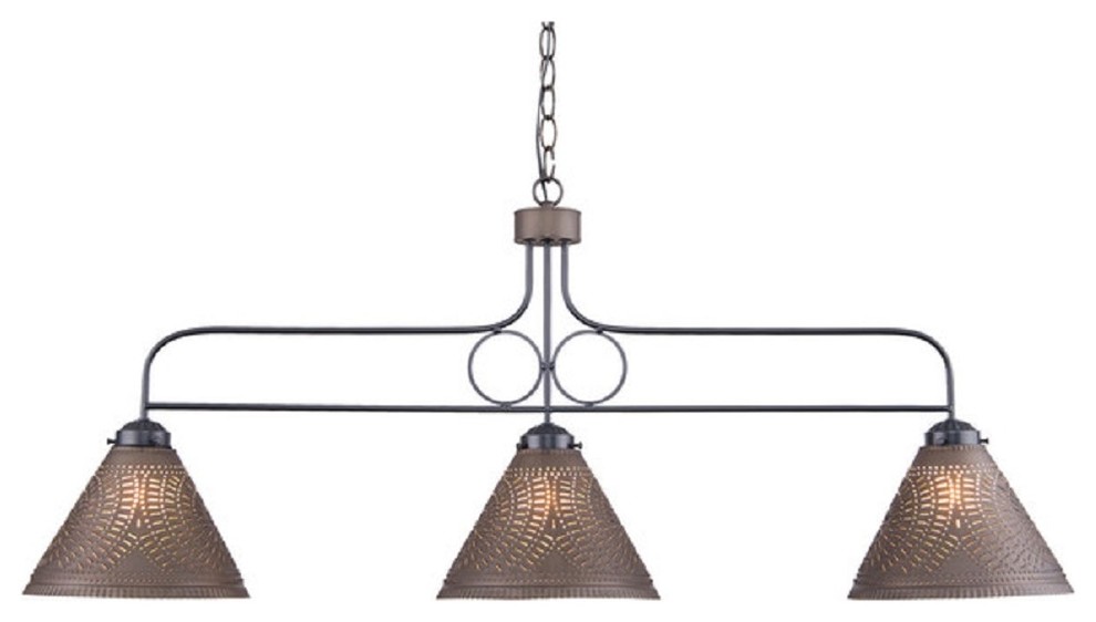 Large Wrought Iron and Punched Tin Bar Island Light Southwestern