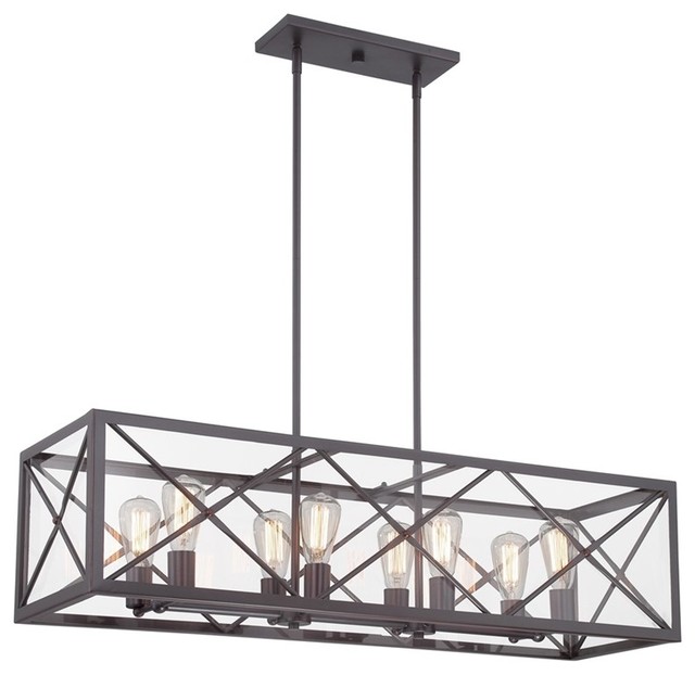 High Line Linear Chandelier, Satin Bronze Industrial Chandeliers by ShopFreely