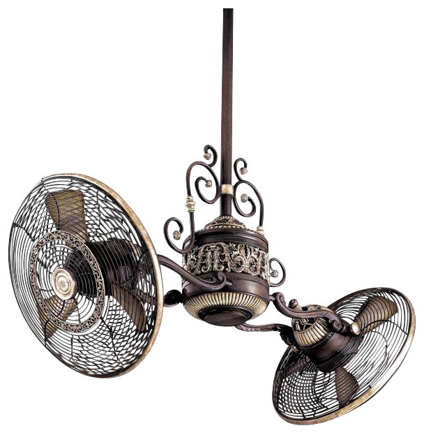 Minka Aire Traditional Gyro 1 Light Dual Motor Ceiling Fan Minka Aire Traditional Gyro 1 Light Sterling Walnut Dual Motor Ceiling Fan