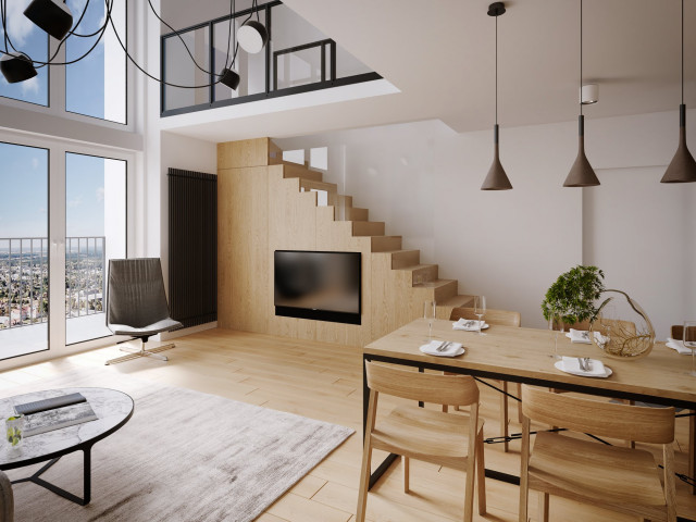 Penhouse Apartment interiors contemporary-vardagsrum