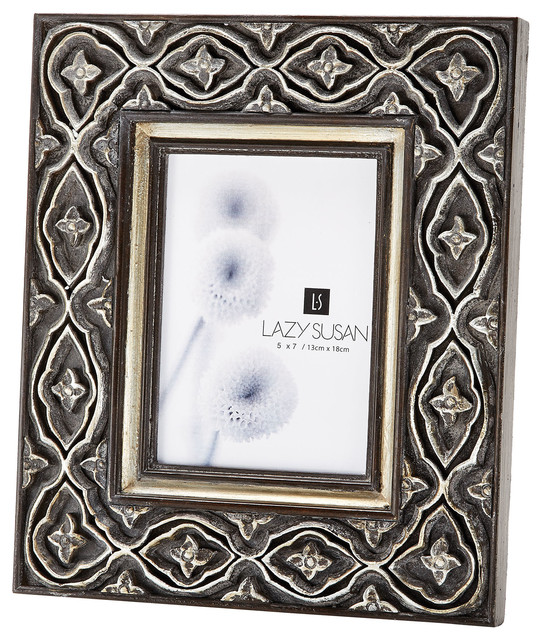 Hand Carved Ornate 5 X7 Frame By Dimond Silver Finish