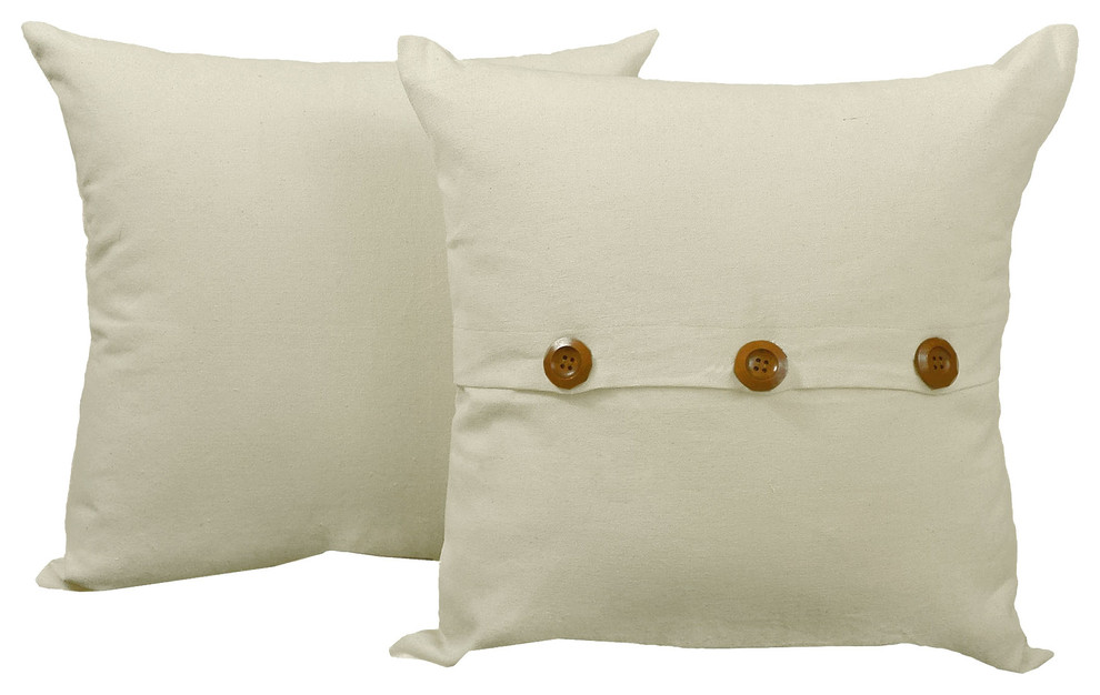 Solid Color Throw Pillow Covers-Cushion Set, White Indoor, 14"x14", Covers Only