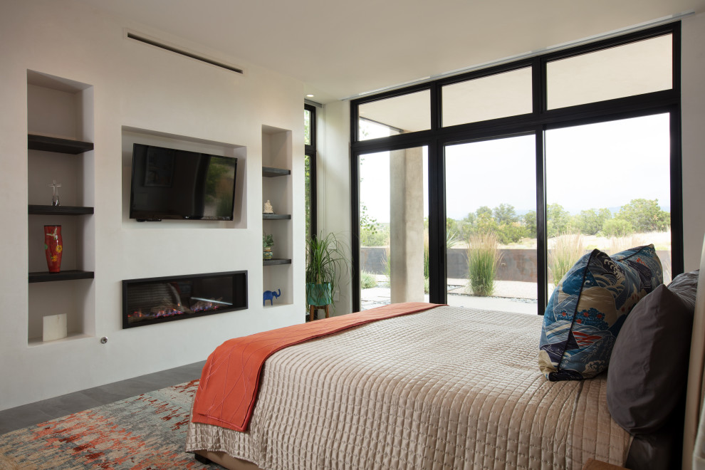 This is an example of a contemporary bedroom in Albuquerque.