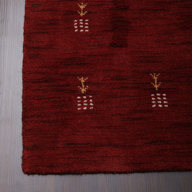 Hand Knotted Loom Wool Area Rug Contemporary Red, [Rectangle] 6'x9 ...