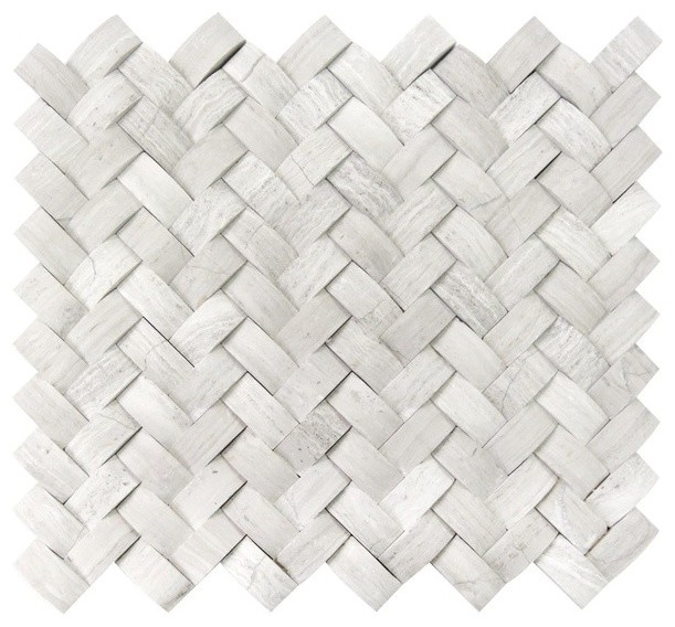 IN STOCK: 12"x12" White Oak Arched Basketweave 3D Honed Mosaic