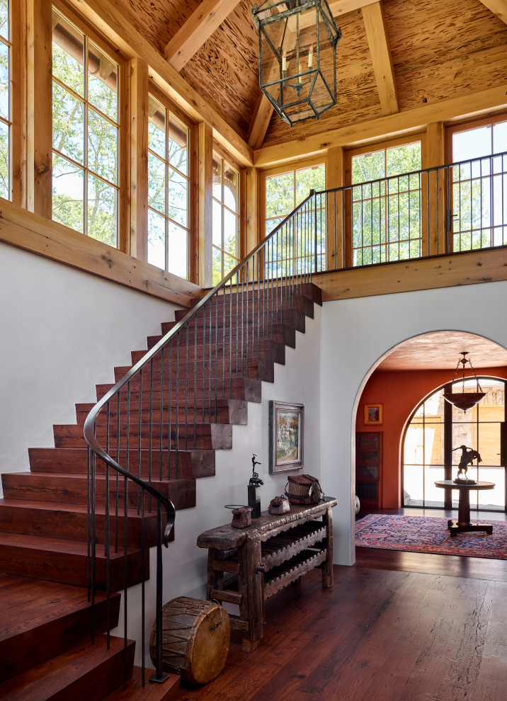 Inspiration for a farmhouse staircase remodel in Atlanta
