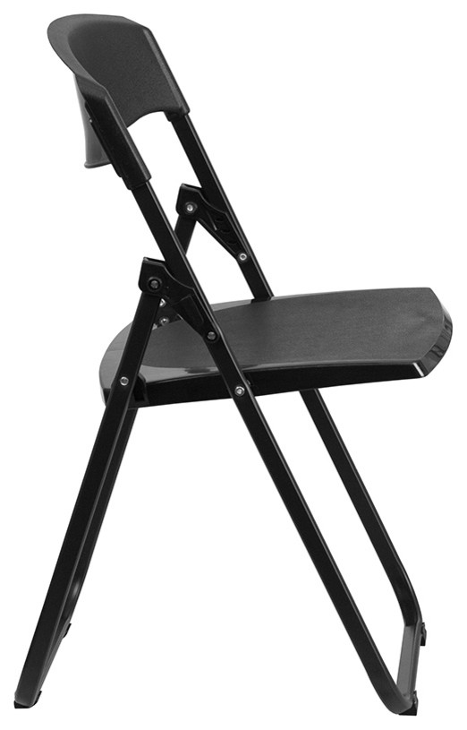 880 lb. Capacity Heavy Duty Black Plastic Folding Chair, Set of 2