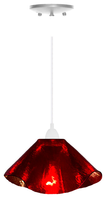 Jezebel Radiance Lily Pendant, Large, Ruby Red Glass, Nickel Hardware
