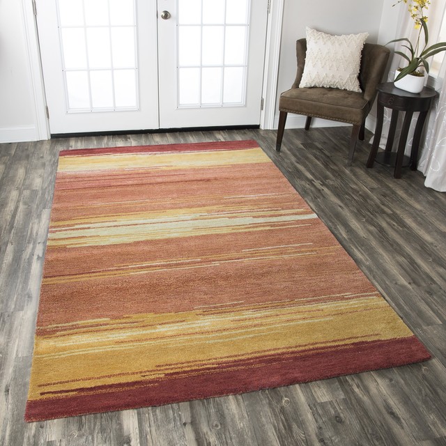 Rizzy Home Mojave MV3163 Gold/Orange Abstract Area Rug, 2'6"x8' Runner