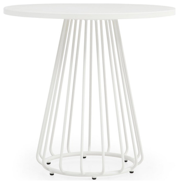 Modern Outdoor Patio Gale Stainless Steel Dining Set White Contemporary Outdoor Dining