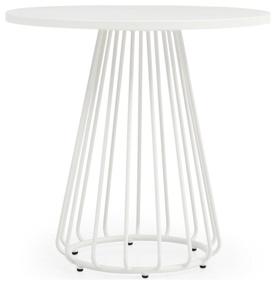 Modern Outdoor Patio Gale Stainless Steel Dining Set White