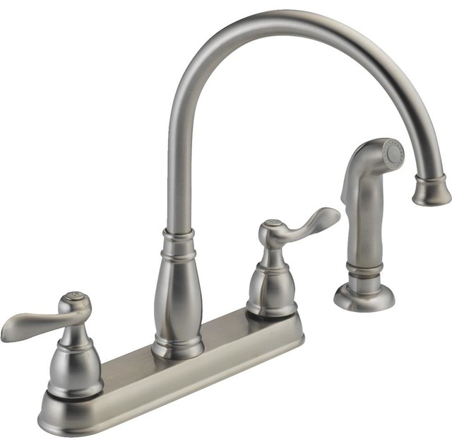 Delta Windemere 2 Handle Deck Mount Kitchen Sink Faucet Delta Faucet 2 Handle Stainless Steel Kit With Sprayer 21996lf Ss