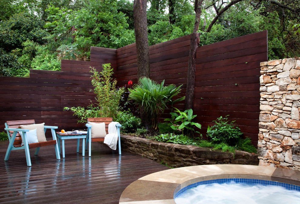 Design ideas for a contemporary patio in Austin with decking and no cover.