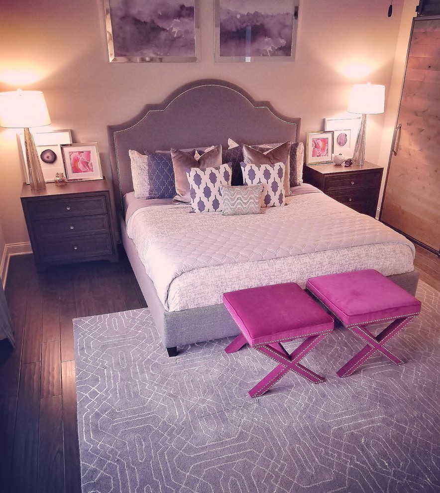 Photo of a modern bedroom in Raleigh.
