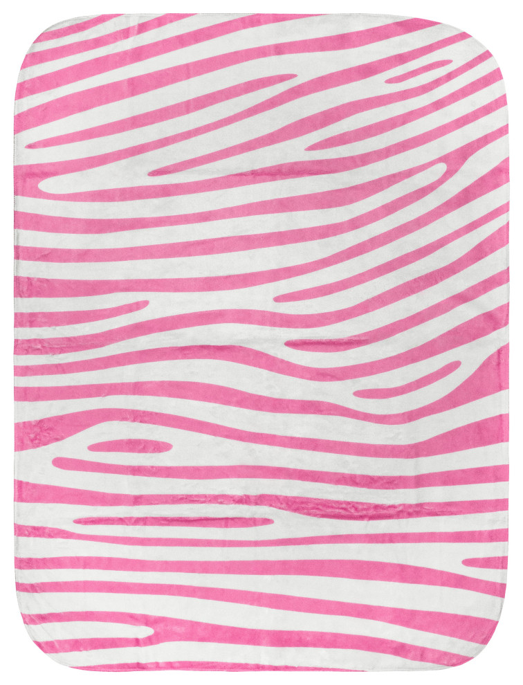 Zebra Print Throw Blanket, Pink/White, 42"x60"