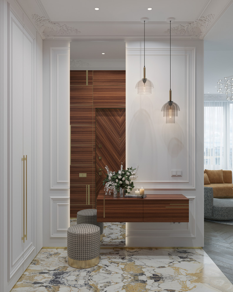 Роскошная прихожая в стилистике современная классика