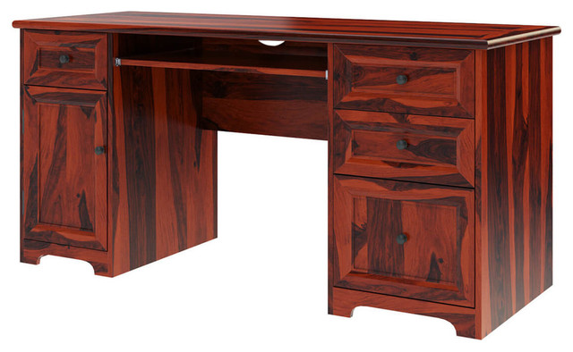 Poston Rustic Solid Wood 4 Drawer 62 Large Home Office Computer