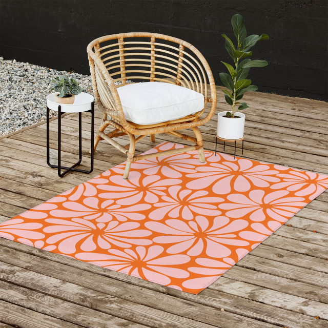 Jenean Morrison All Summer Long In Orange Outdoor Rug, 4'x6