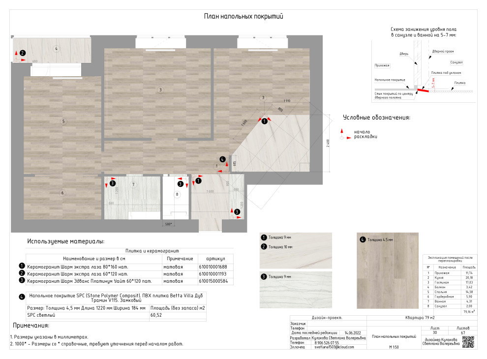 АЛЬБОМ РАБОЧИХ ЧЕРТЕЖЕЙ (двухкомнатная квартира 79 м2)