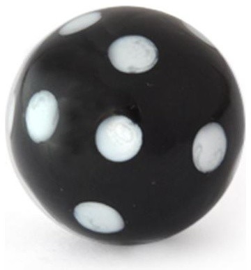 Polka Dotted Glass Knobs Black With White Polka Dots Set Of 3