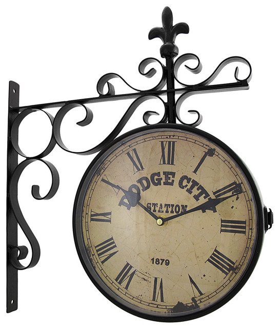 Hanging Wall Clock double sided dodge city station hanging wall clock - traditional Hanging Wall Clock double sided dodge city station hanging wall clock - traditional