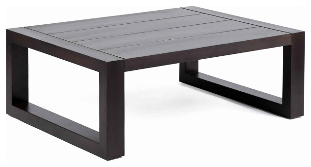 Benzara BM214476 Outdoor Coffee Table with Plank Design Top, Dark Brown