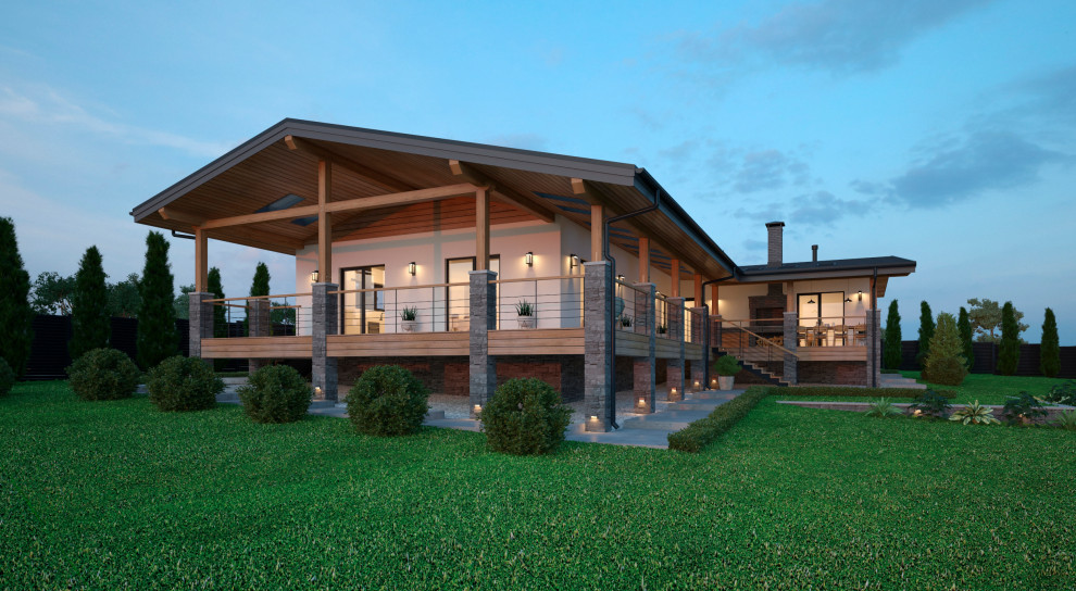 Одноэтажный дом 200 кв.м на склоне