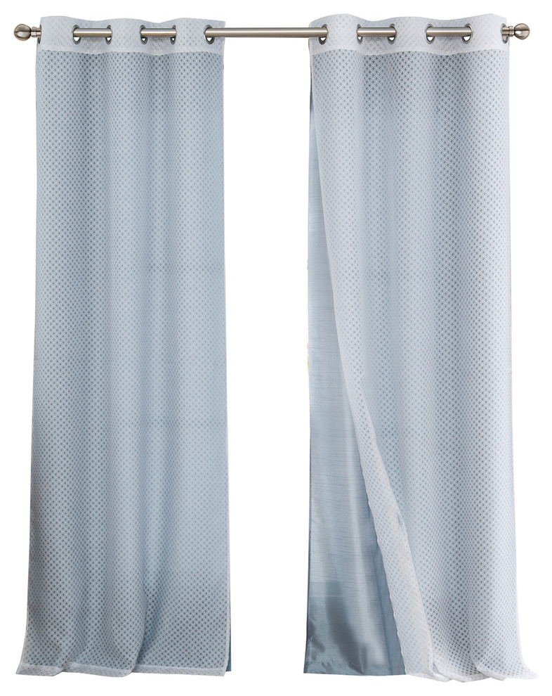 Evangeline Grommet 4 Piece Set With 2 Faux Silk Panels And 2 Sheer