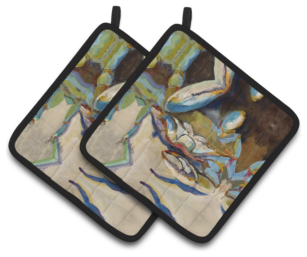 Three Big Claw Crab Pot Holders, Set of 2 Beach Style Oven Mitts