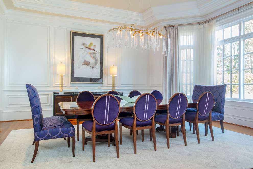 Dining room - transitional medium tone wood floor dining room idea in DC Metro with white walls and no fireplace