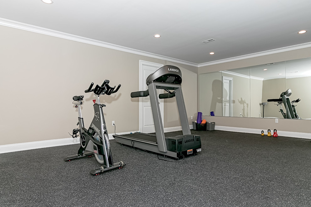 This is an example of a transitional home gym in New York.