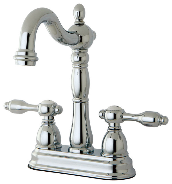 Tudor 4 Center Bar Faucet, Polished Chrome Transitional Bar Faucets