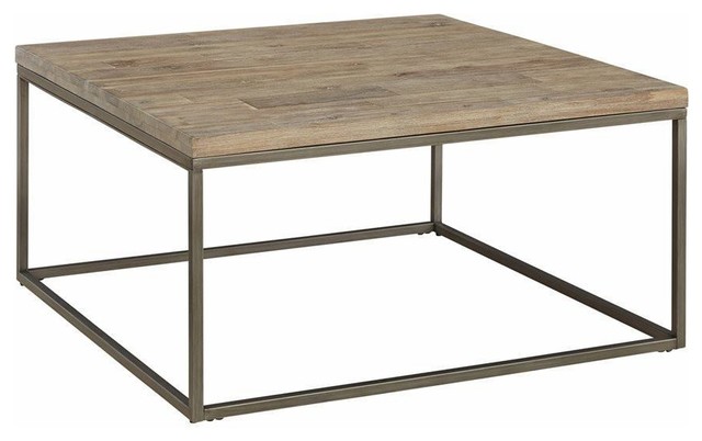 Square Wood Coffee Table With Metal, Square Coffee Table Wood And Iron