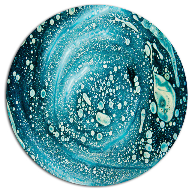 Precious Blue Fabulous Pattern, Abstract Disc Metal Wall Art, Disc of