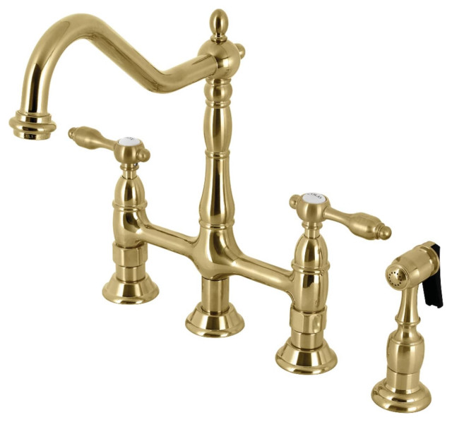 Classic Kitchen Faucet, Brass Construction With Side Sprayer - Traditional - Kitchen Faucets ...