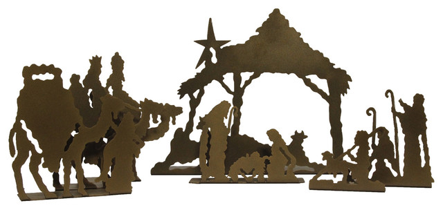 Burnett Metal Art Rustic Nativity Set - Christmas 
