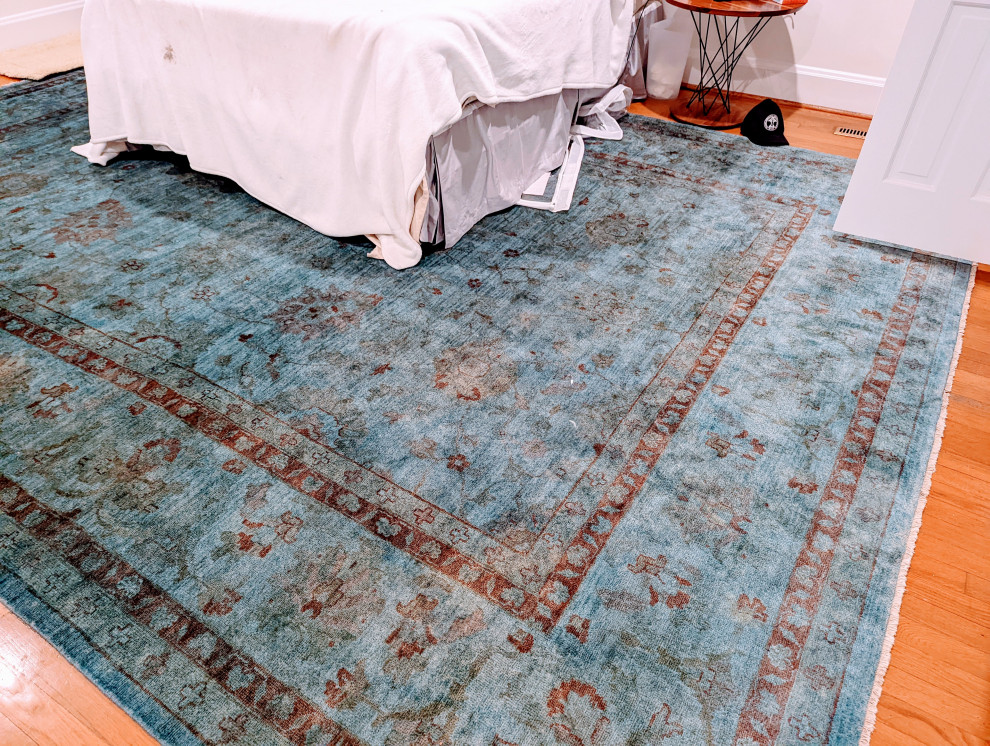 Advice for coordinating ugly rug in master bedroom