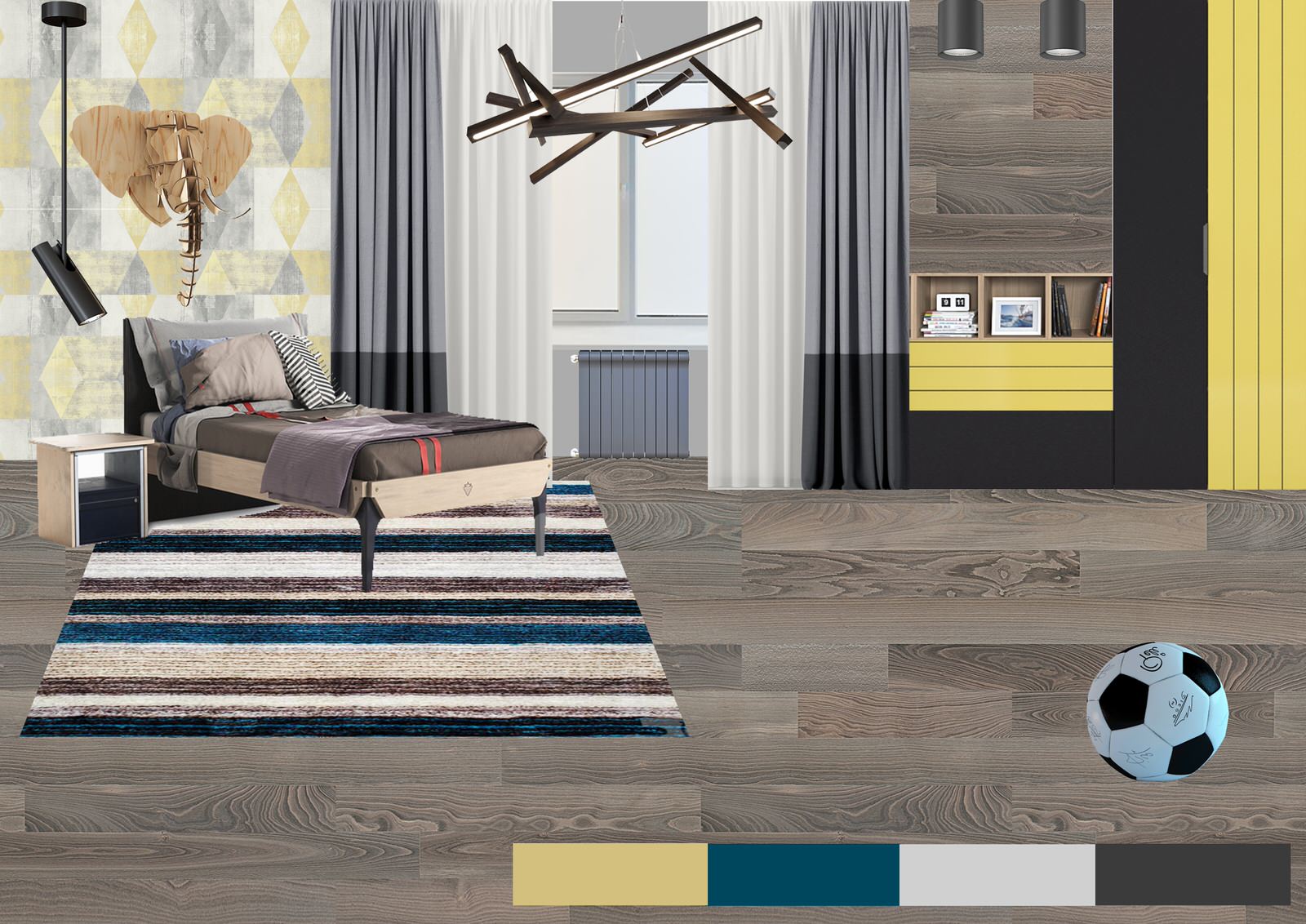 Спальня 2 для мальчика-подростка в проекте "Таунхаус для большой семьи"