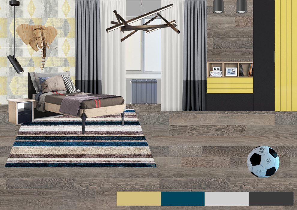 Спальня 2 для мальчика-подростка в проекте "Таунхаус для большой семьи"